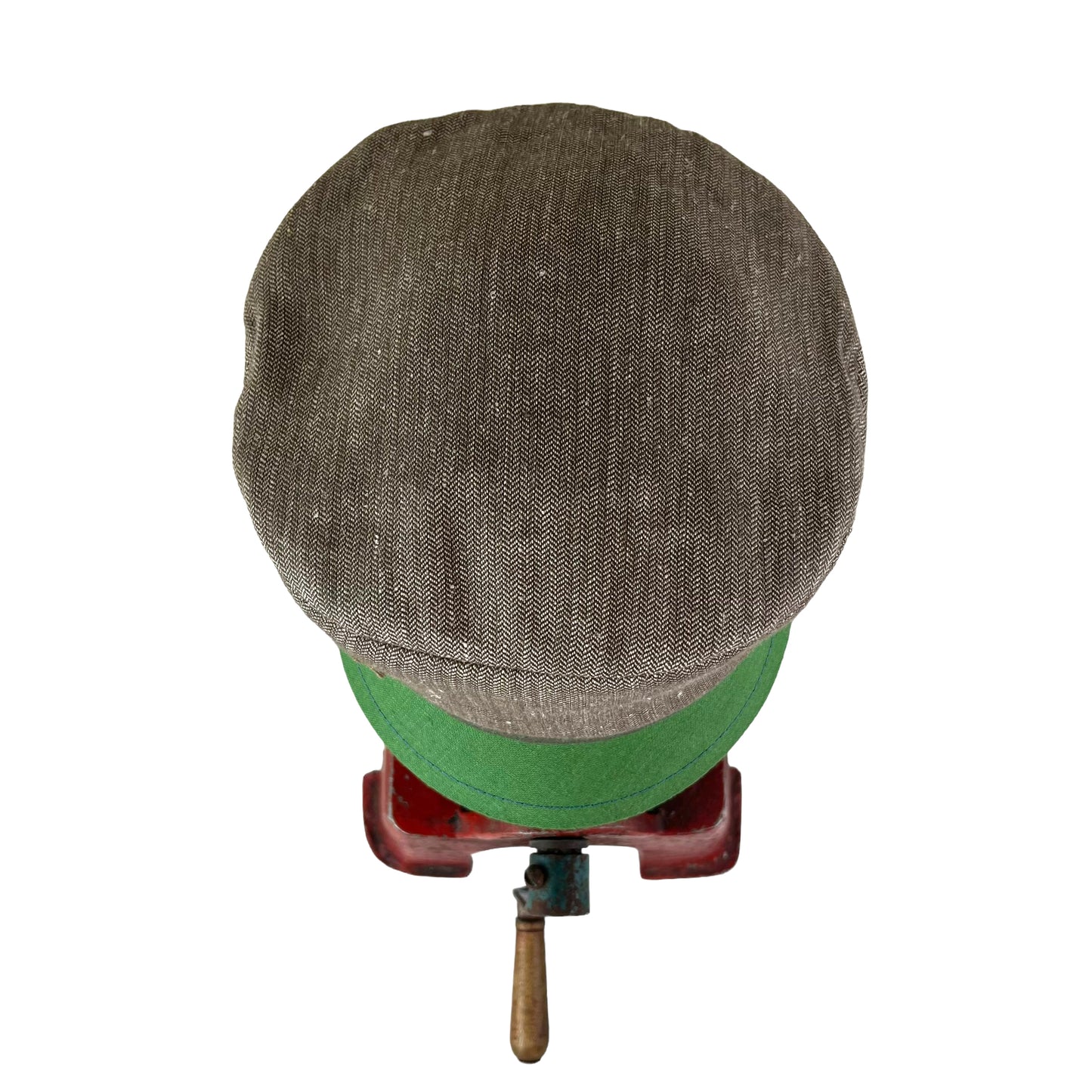 Brown and Kelly Green Peak Robin Linen Cap Size Medium Large