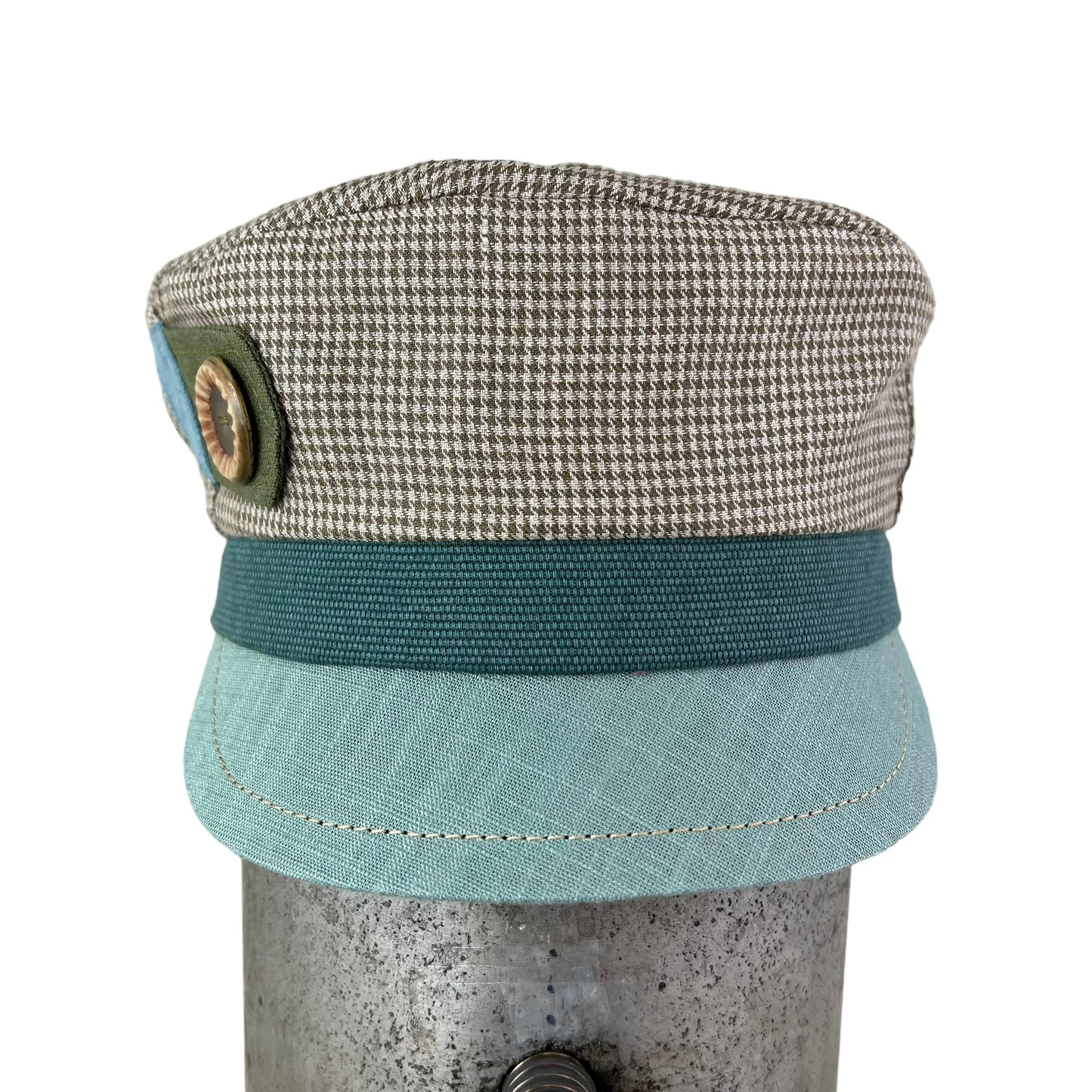 Brown Pastel Green Peak Robin Linen Cap Size Medium Large