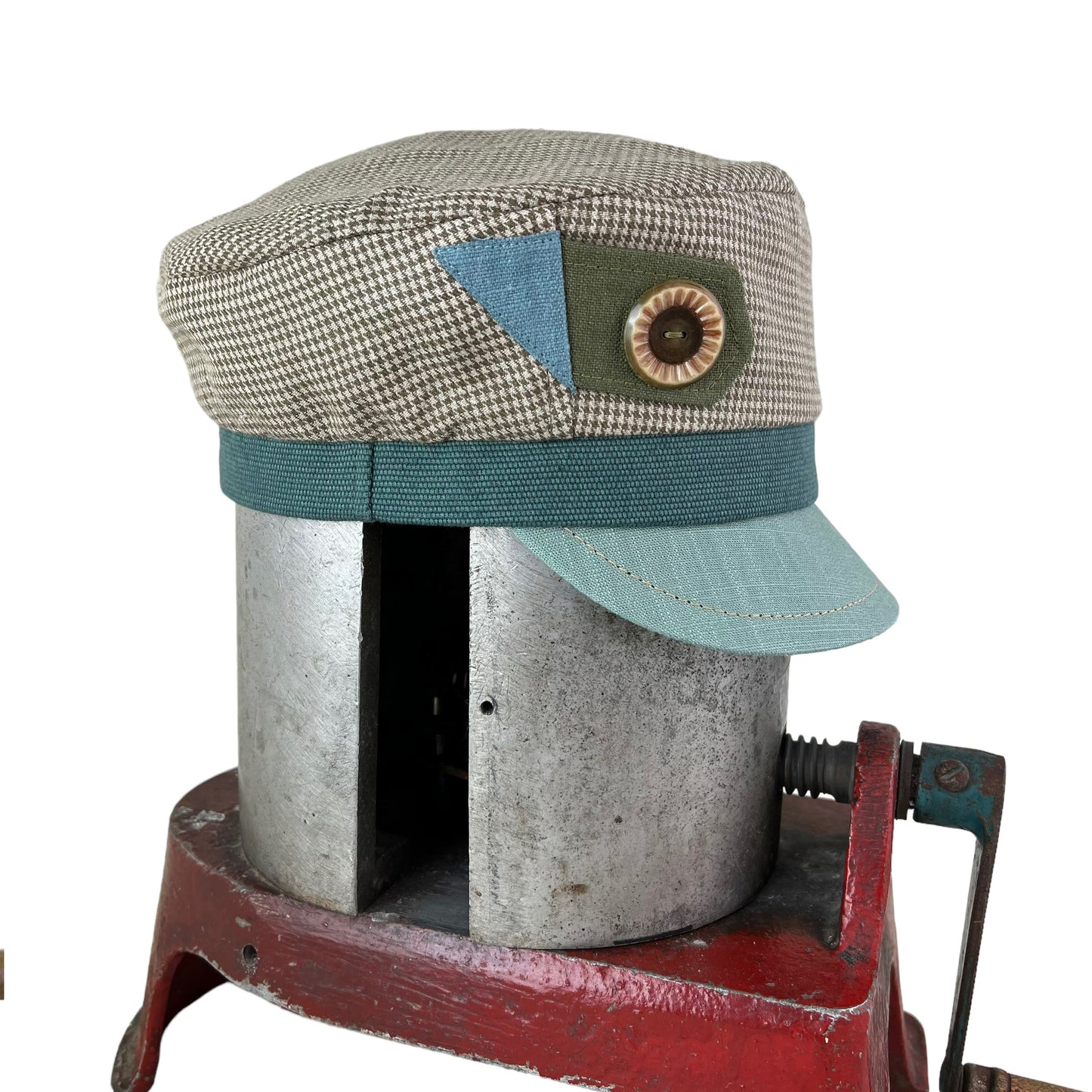 Brown Pastel Green Peak Robin Linen Cap Size Medium Large
