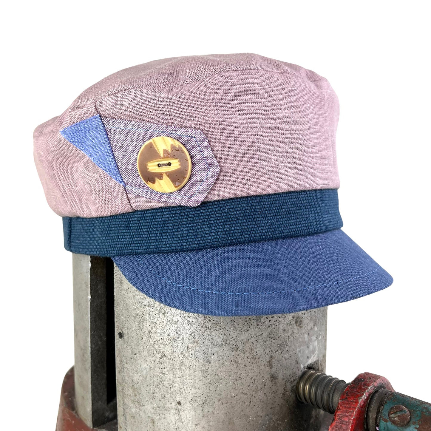 Dusty Pink Denim Peak Robin Linen Cap Size Medium