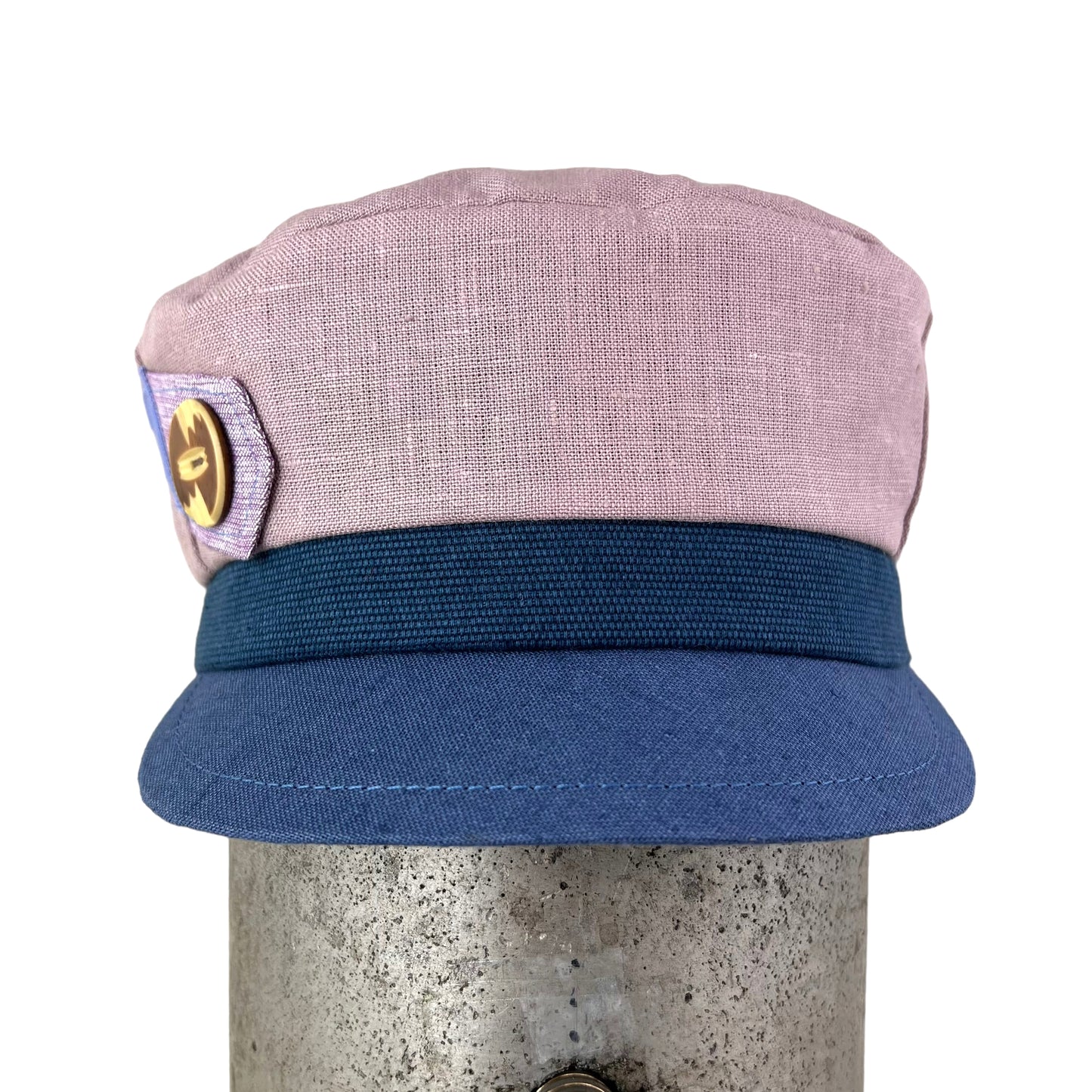 Dusty Pink Denim Peak Robin Linen Cap Size Medium