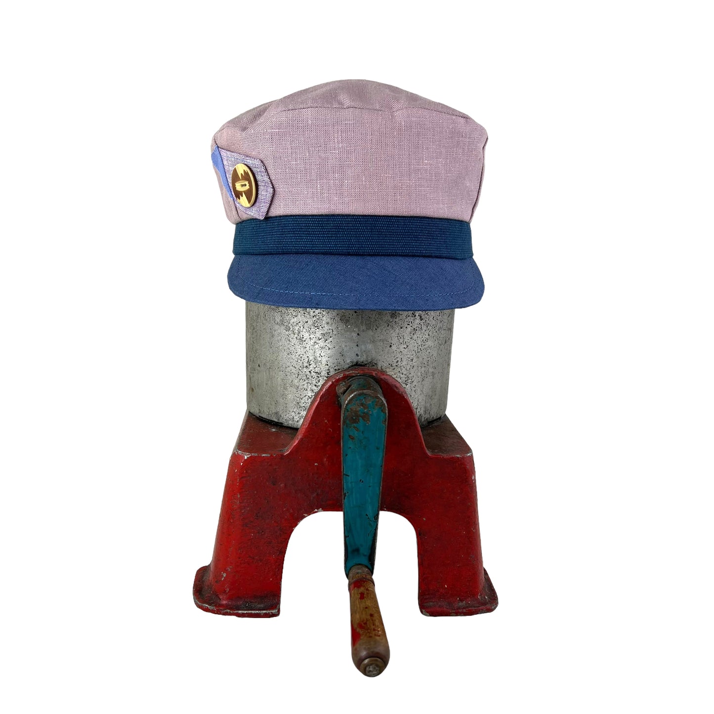 Dusty Pink Denim Peak Robin Linen Cap Size Medium
