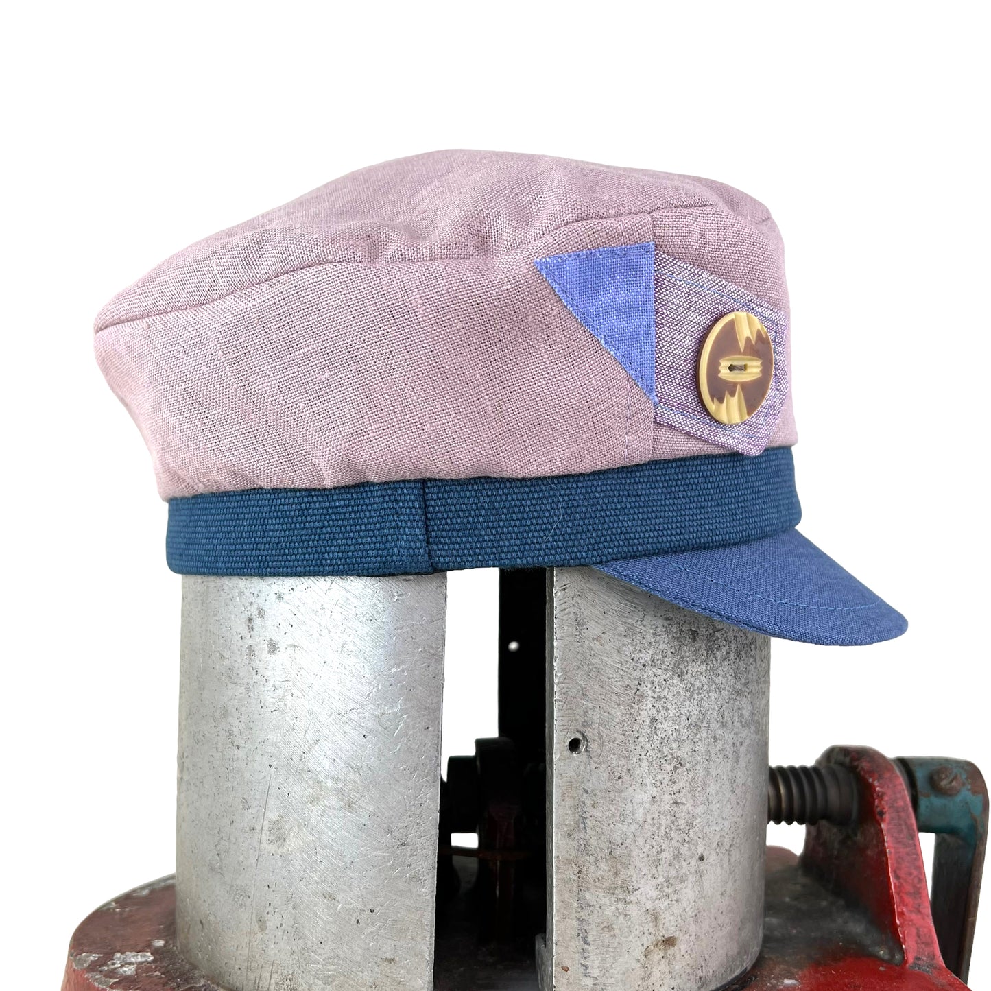 Dusty Pink Denim Peak Robin Linen Cap Size Medium