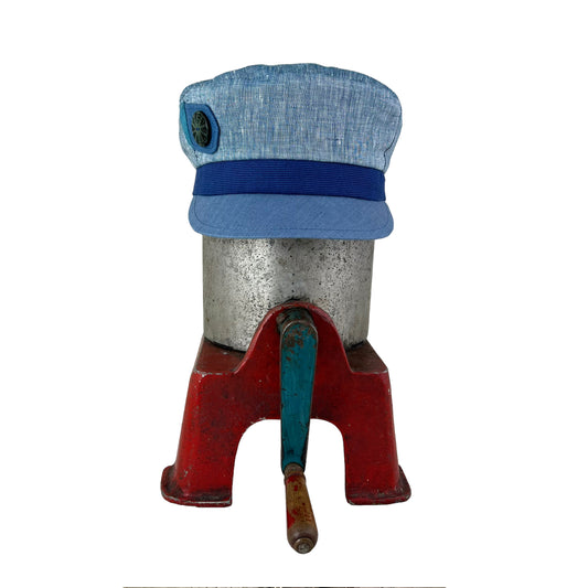 Blue Denim Peak Robin Linen Cap Size Medium