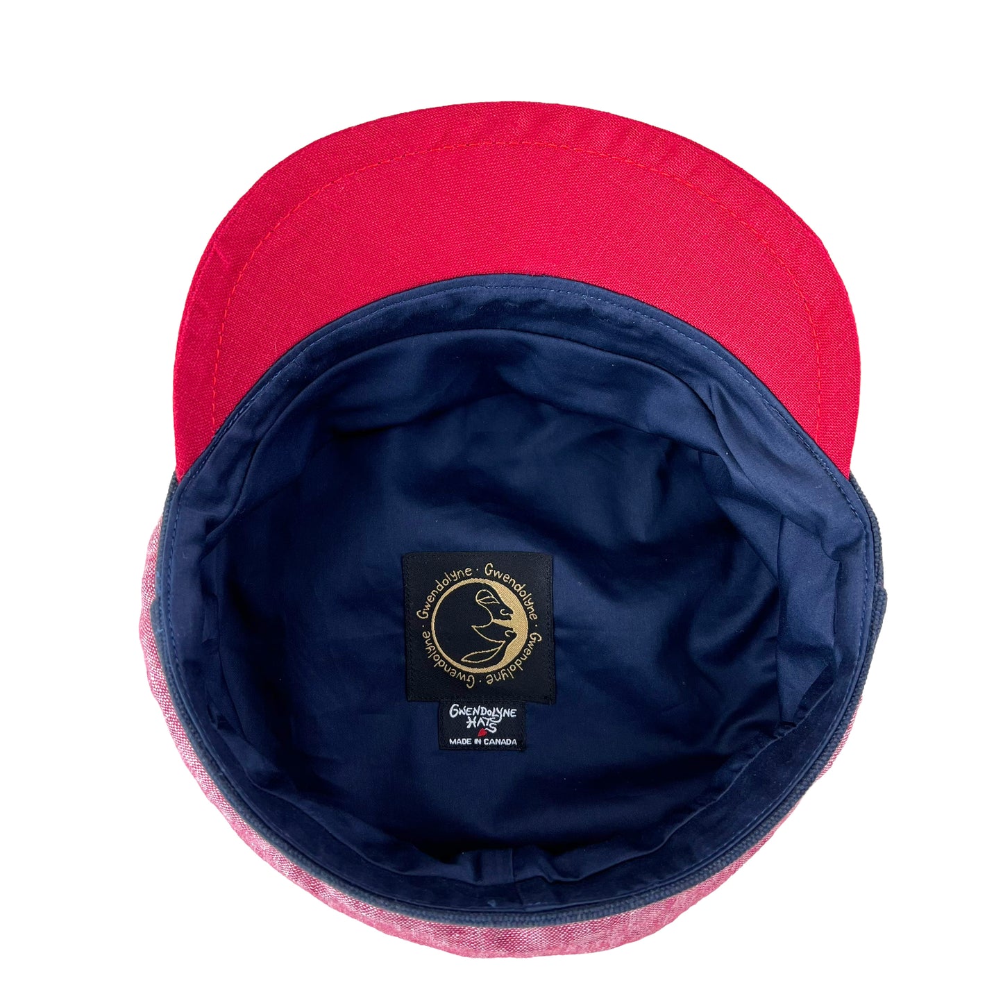 Red with a Dark Navy Band Red Peak Robin Linen Cap Size Medium
