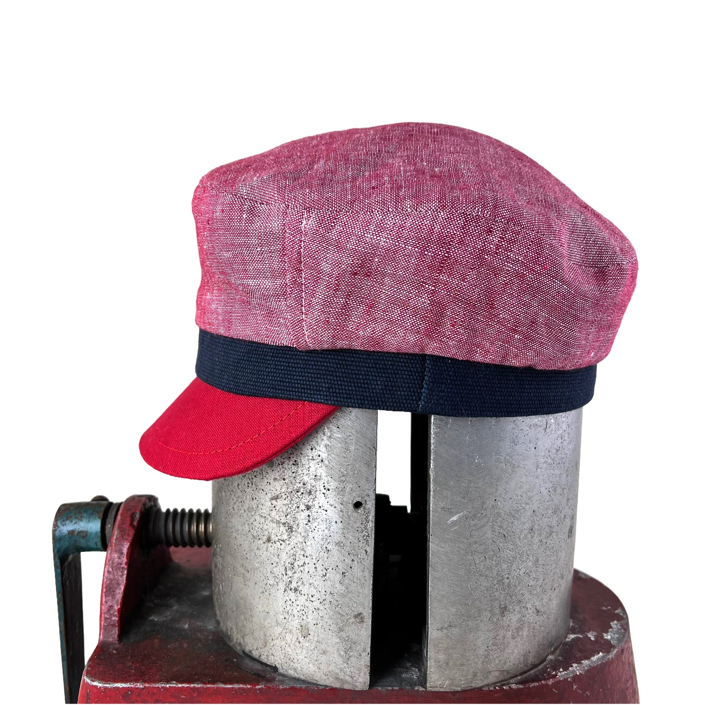 Red with a Dark Navy Band Red Peak Robin Linen Cap Size Medium