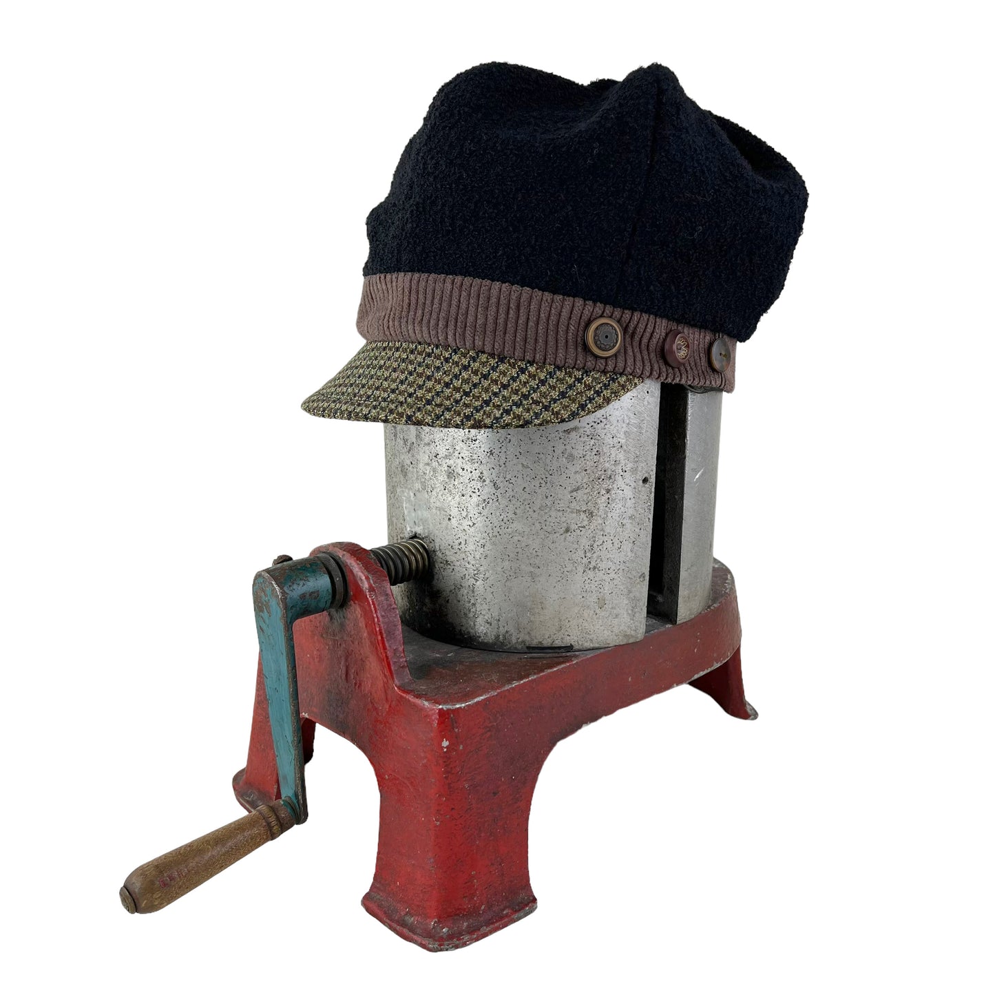 The Rowan Wool Bouclé Cap Medium Brown Band Plaid Peak