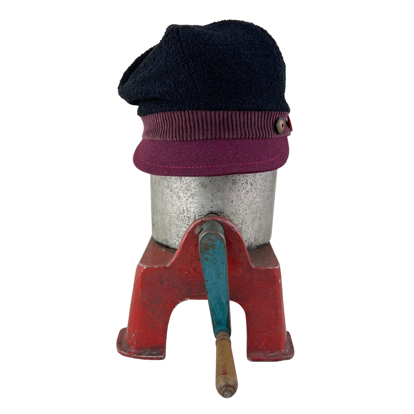 The Rowan Wool Bouclé Cap Medium Large Wine Peak Plum Band