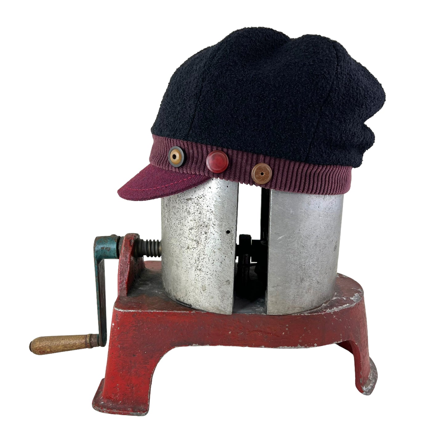 The Rowan Wool Bouclé Cap Medium Large Wine Peak Plum Band