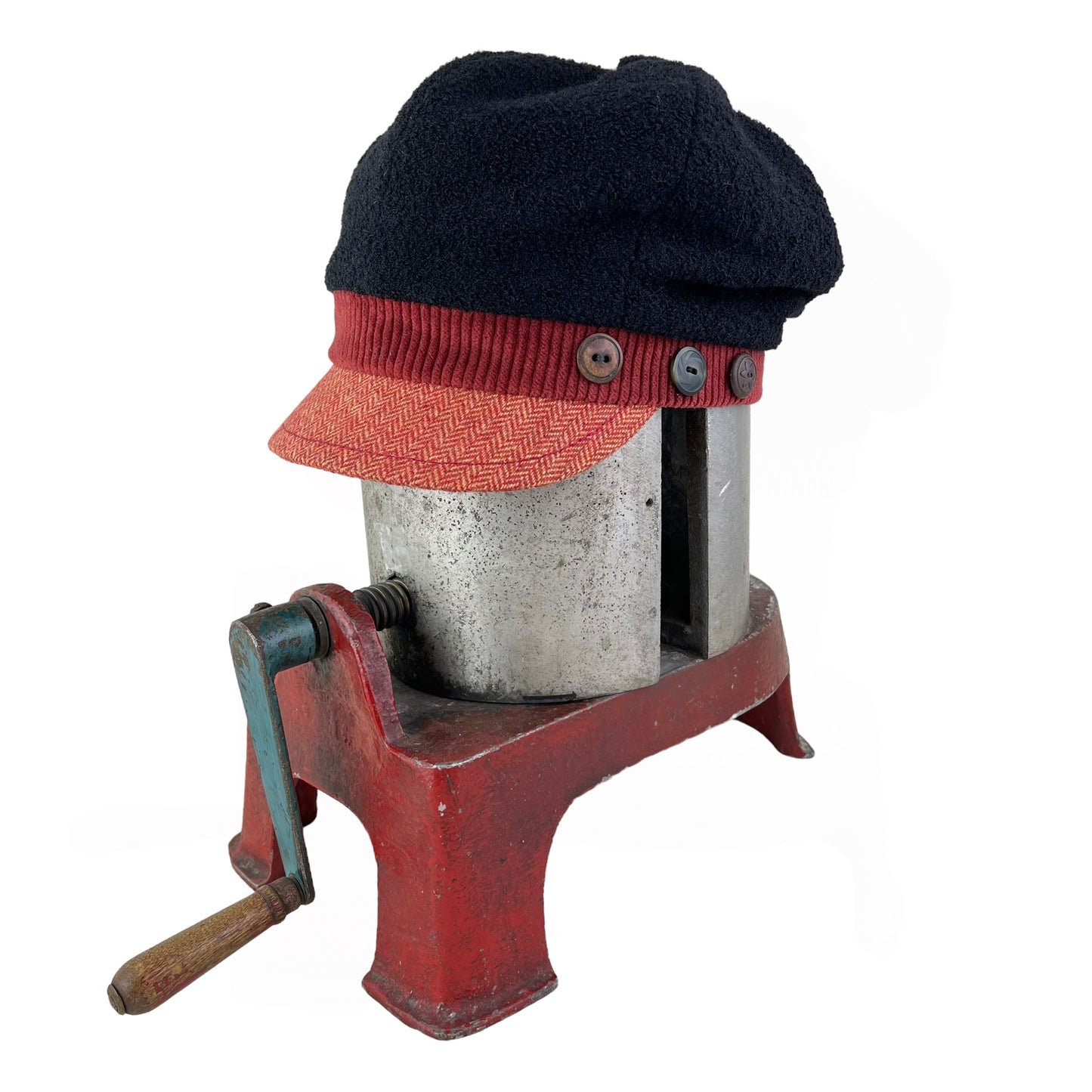 The Rowan Wool Bouclé Cap Medium Papaya Red Band Orange Peak
