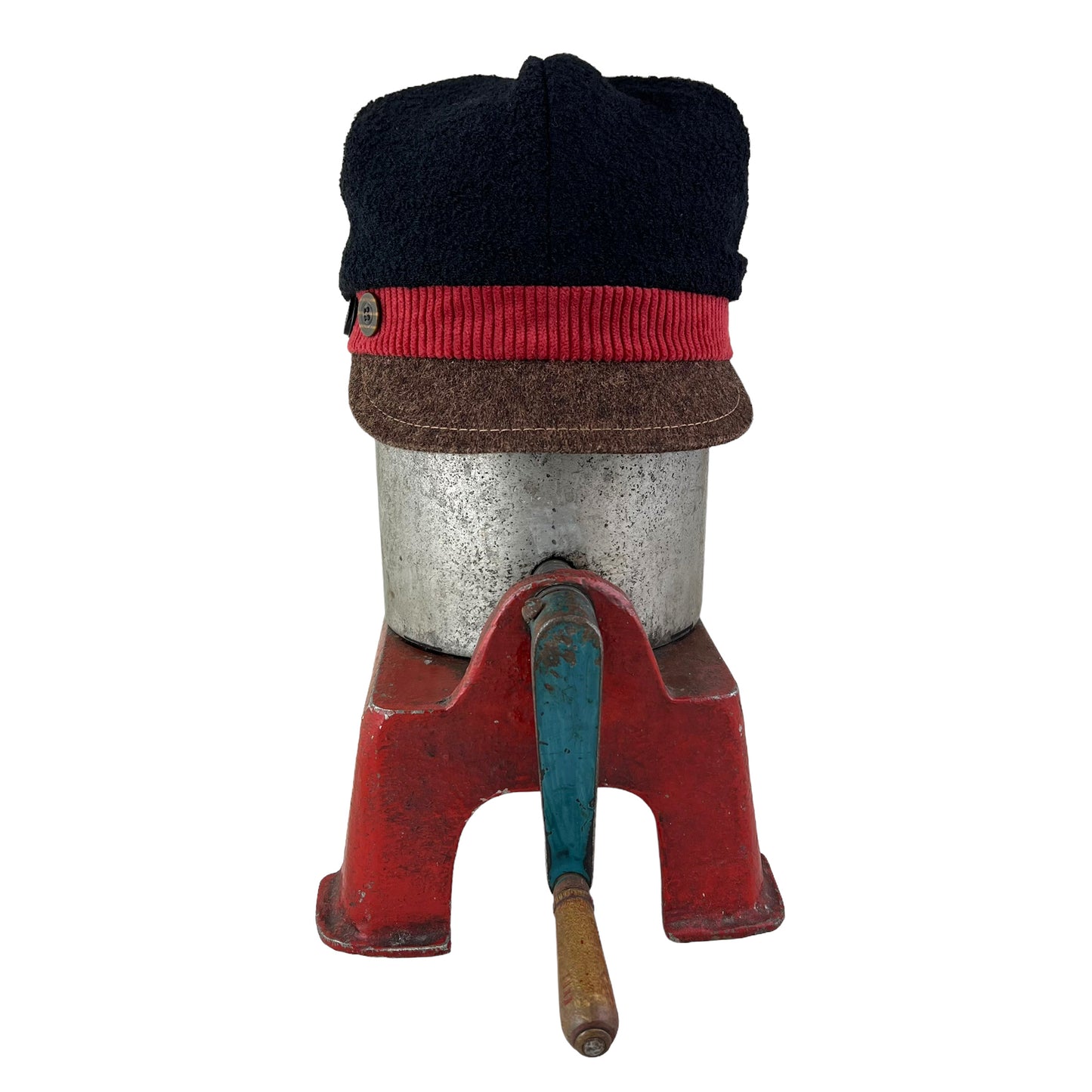The Rowan Wool Bouclé Cap Medium Papaya Red Band Brown Peak