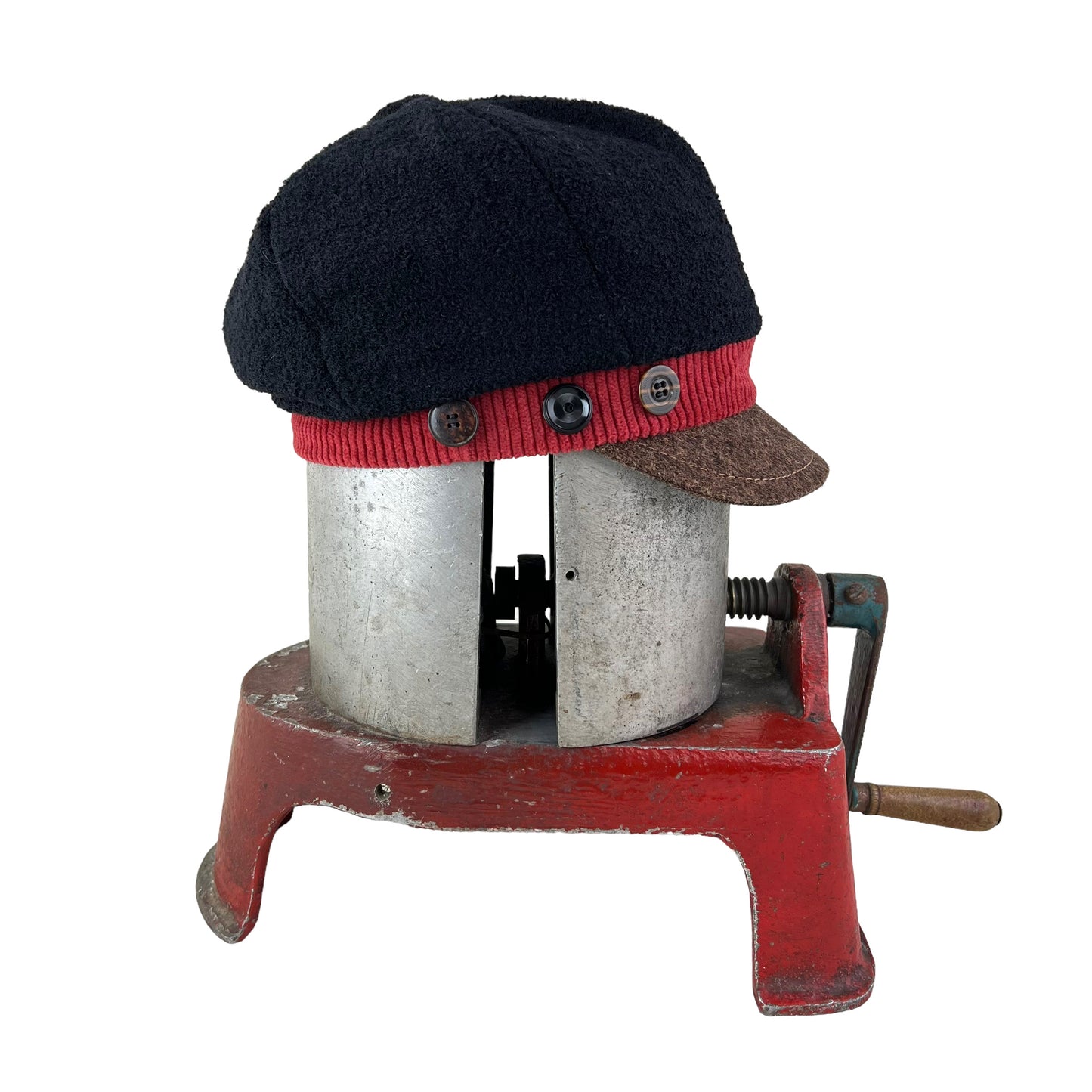 The Rowan Wool Bouclé Cap Medium Papaya Red Band Brown Peak