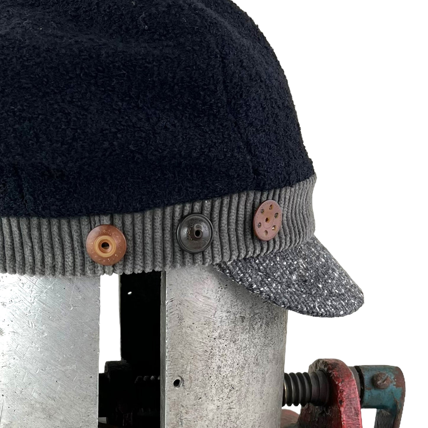 The Rowan Wool Bouclé Cap Medium Sage Band Grey Peak