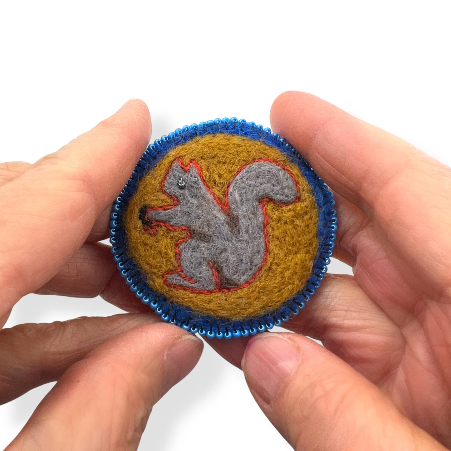 Grey and Gold Squirrel Brooch edition #2