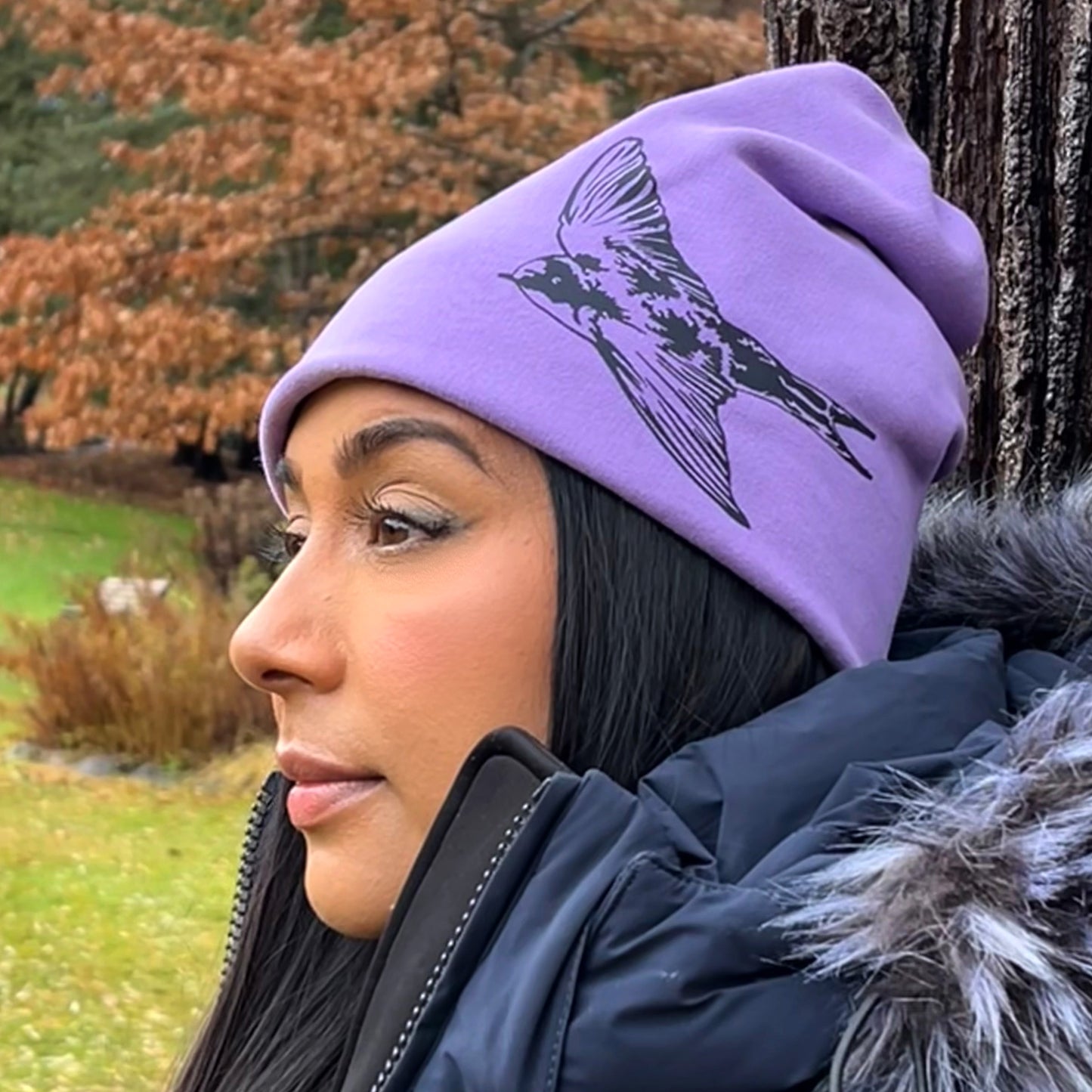 Swallowtail Slouchy Bird Toque Hat Lilac Pink