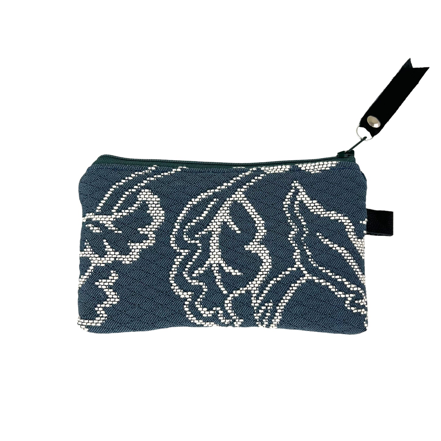 Blue White Patchwork Tapestry Zipper Card Wallet