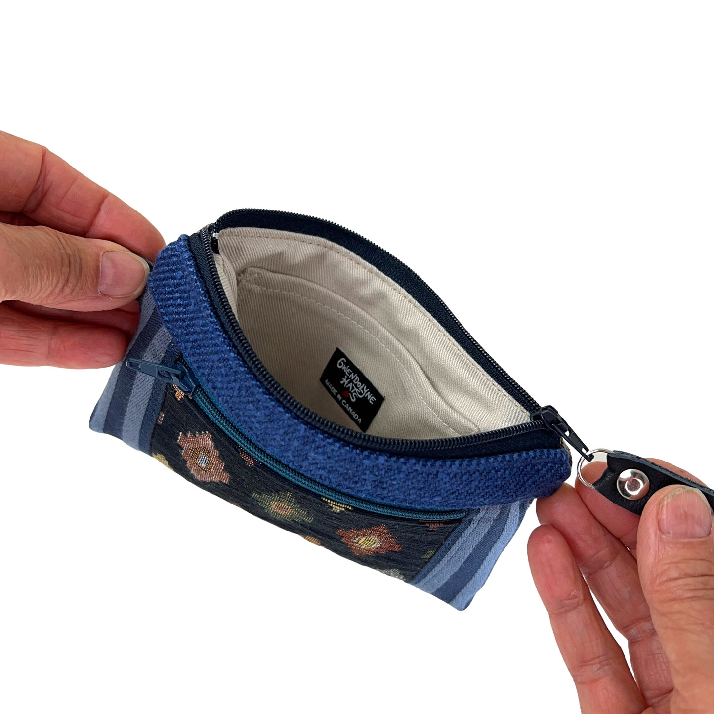 Blue Patchwork Tapestry Zipper Card Wallet