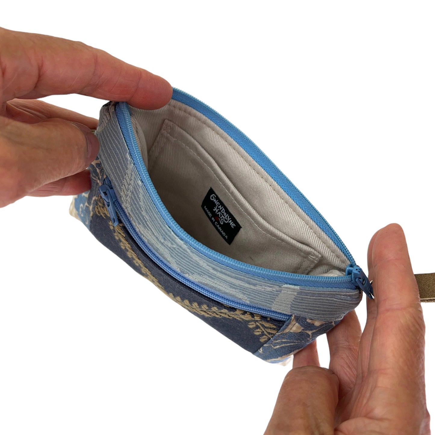 Blue Patchwork Zipper Card Tapestry Wallet
