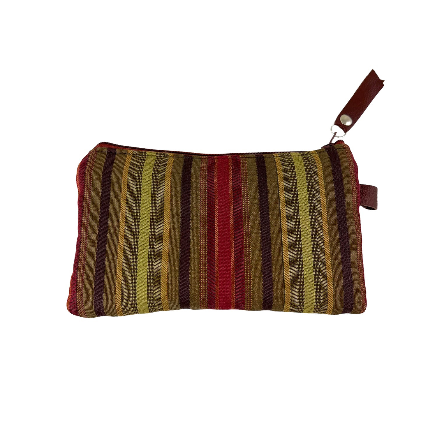Red Gold Green Patchwork Tapestry Zipper Card Wallet