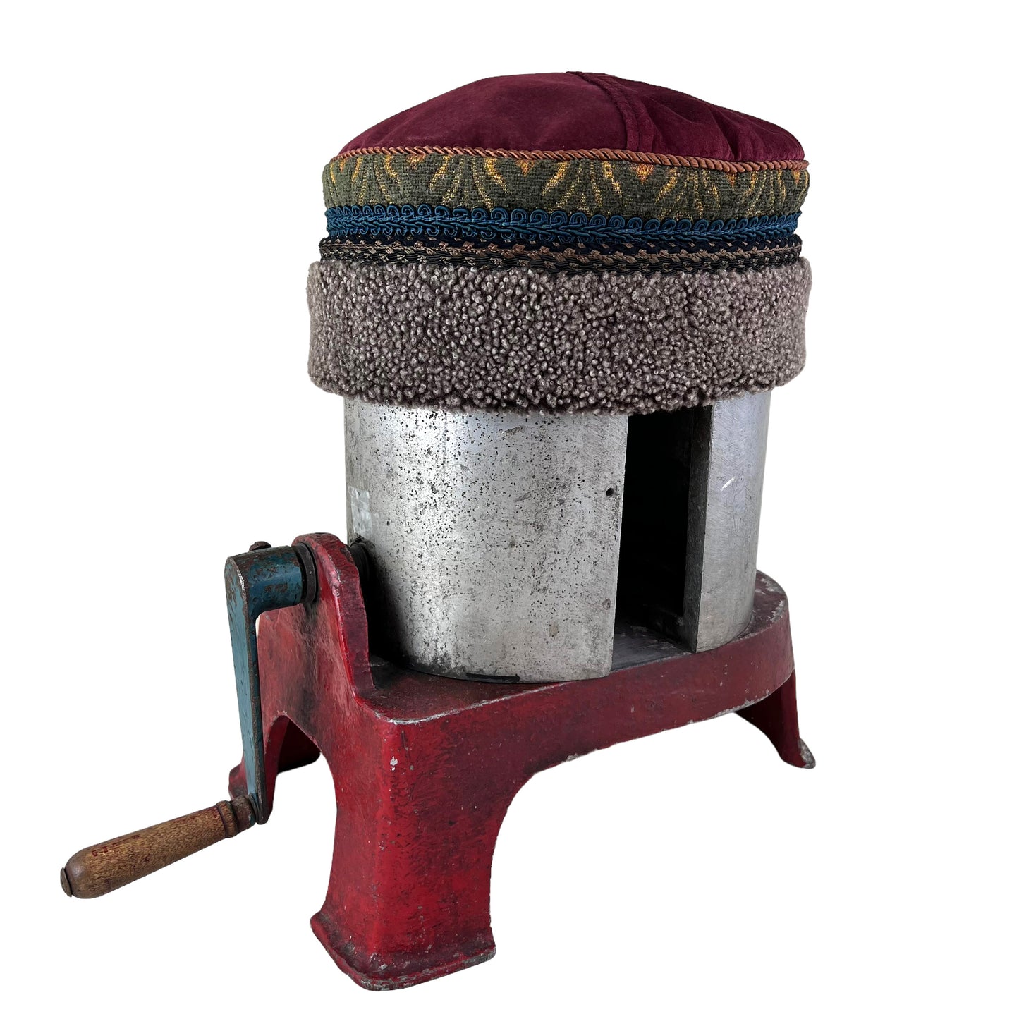 Tibetan Pillbox Hat Wine Green Large