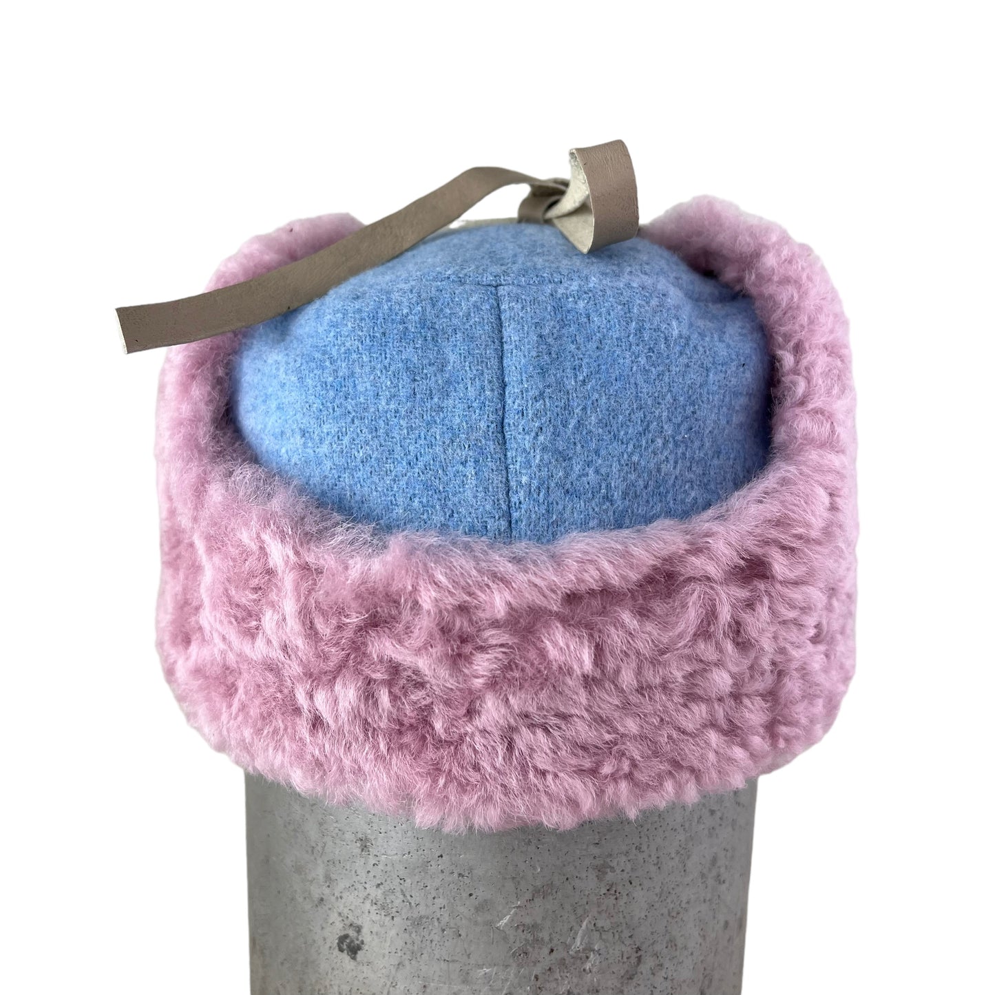 Winter Wave Trapper Helmet Hat Large Baby Blue Pink Fur