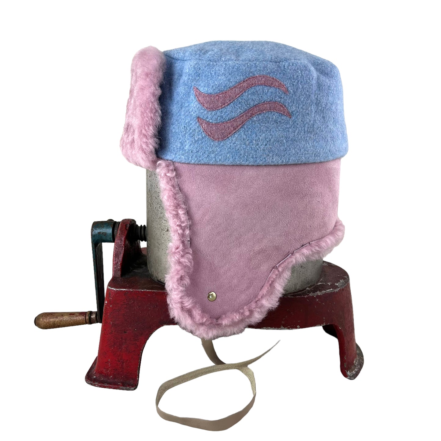 Winter Wave Trapper Helmet Hat Large Baby Blue Pink Fur