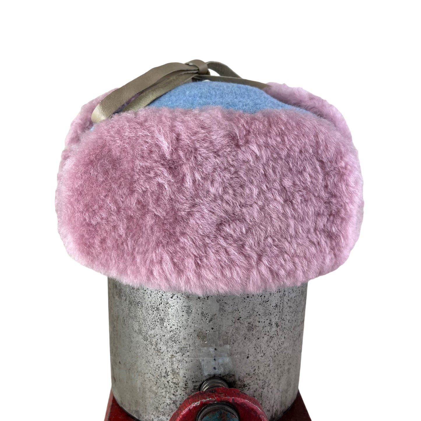 Winter Wave Trapper Helmet Hat Large Baby Blue Pink Fur