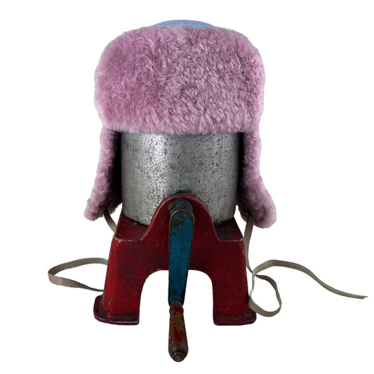 Winter Wave Trapper Helmet Hat Large Baby Blue Pink Fur