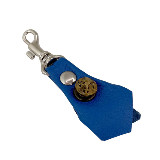 Zipper Fob Blue Lamb Leather Spring Hook