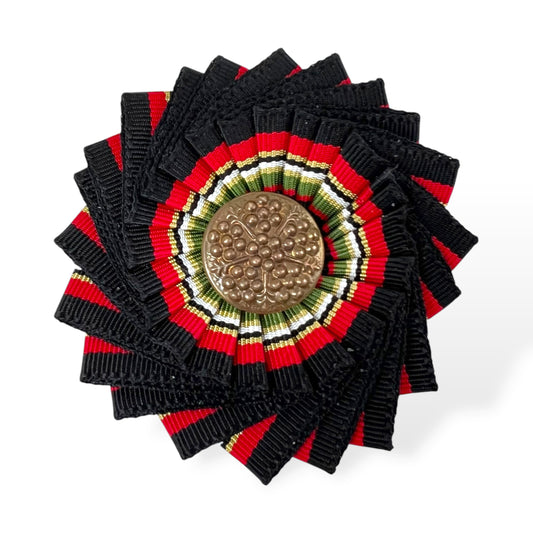 Black Red Green White Antique metal Button Cockade Ribbon Brooch edition #5