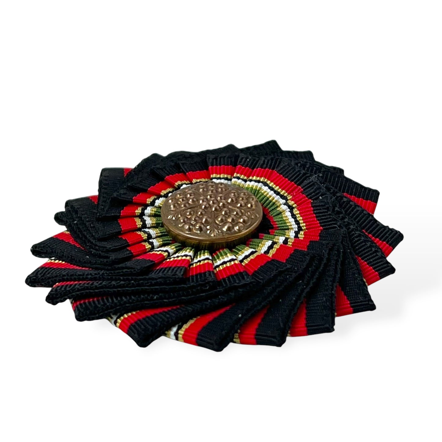Black Red Green White Antique metal Button Cockade Ribbon Brooch edition #5