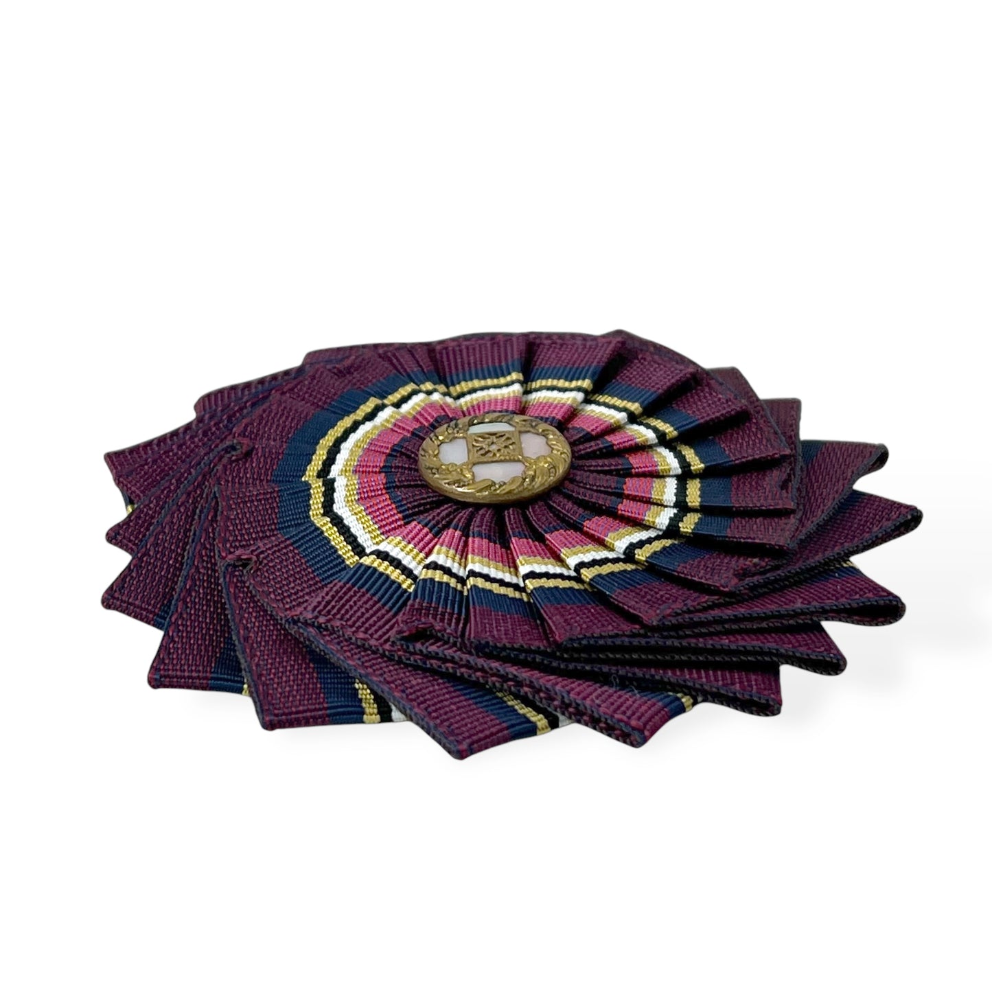 Purple Pink White Gold Antique shell metal Button Cockade Ribbon Brooch edition #3