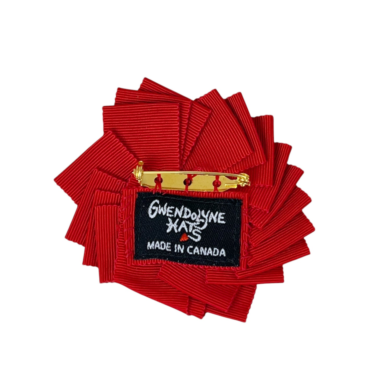 Red Antique shell and metal Button Cockade Ribbon Brooch edition #1