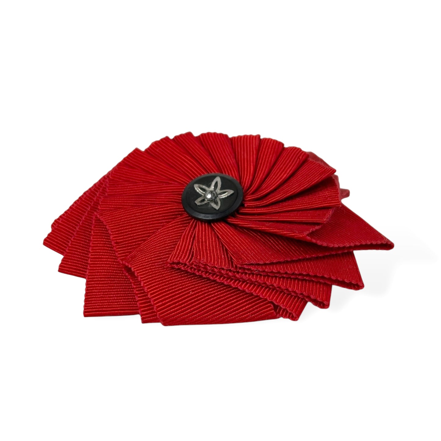 Red Antique shell and metal Button Cockade Ribbon Brooch edition #1