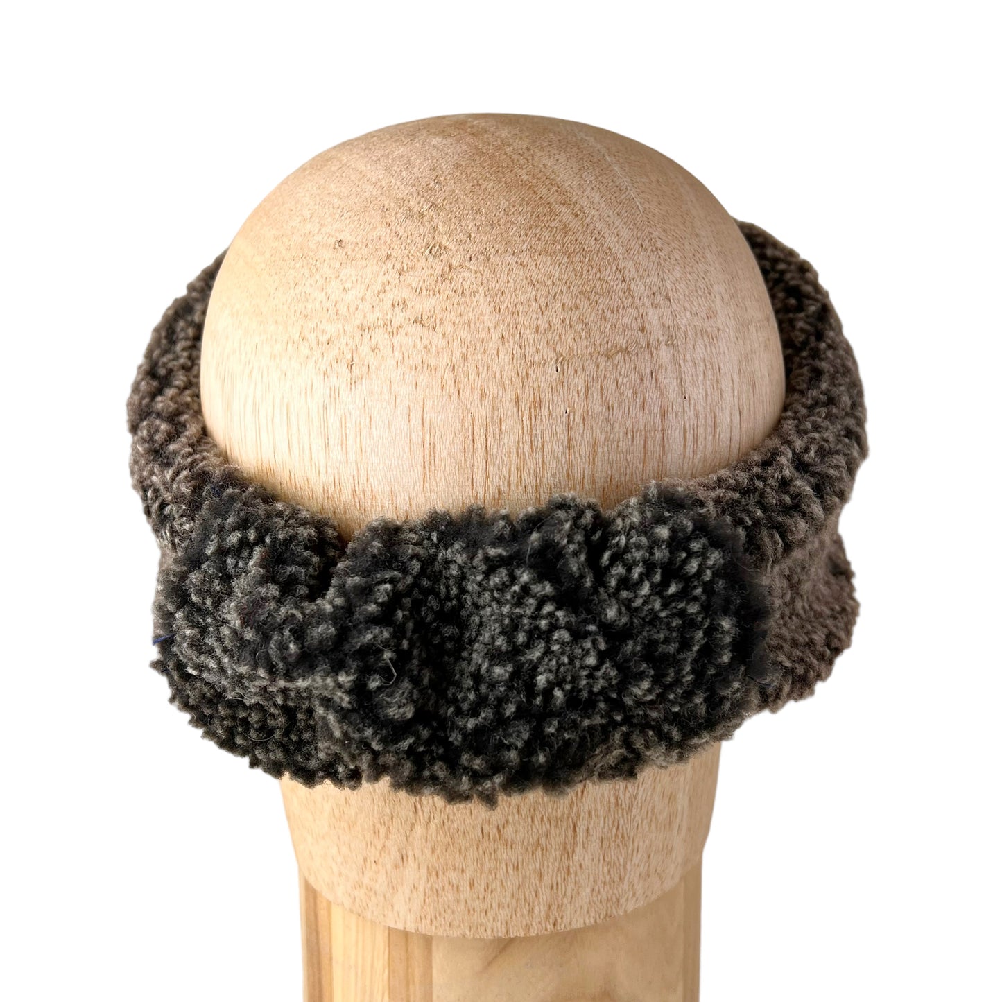 Grey Snow top Alpine Ear and Head Sheep Shearling Fur Band