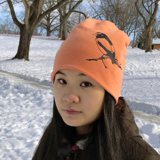 Finch Slouchy  Bird Toque Hat Apricot Orange