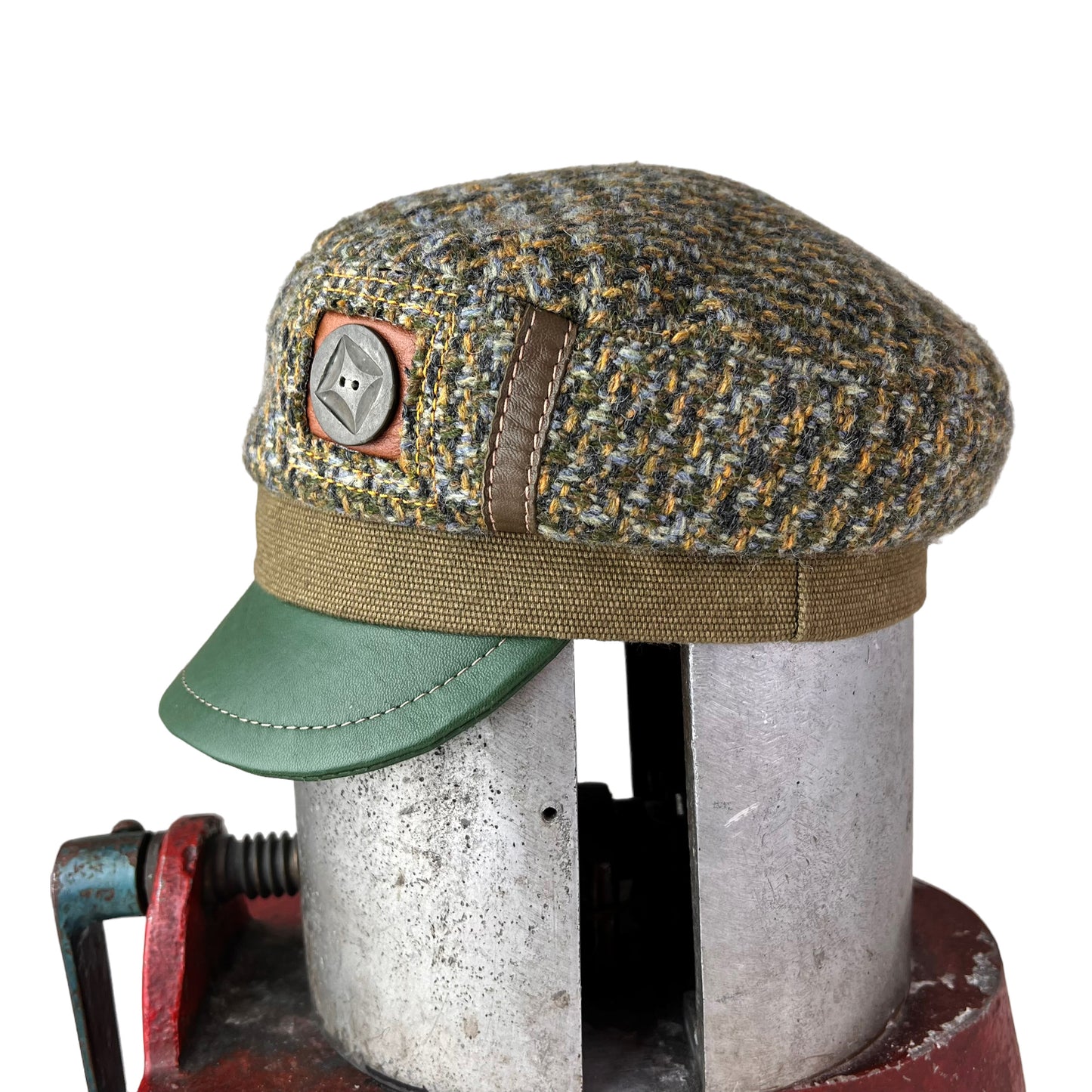 Green Gold Plaid Abbey Road Wool Cap - Medium