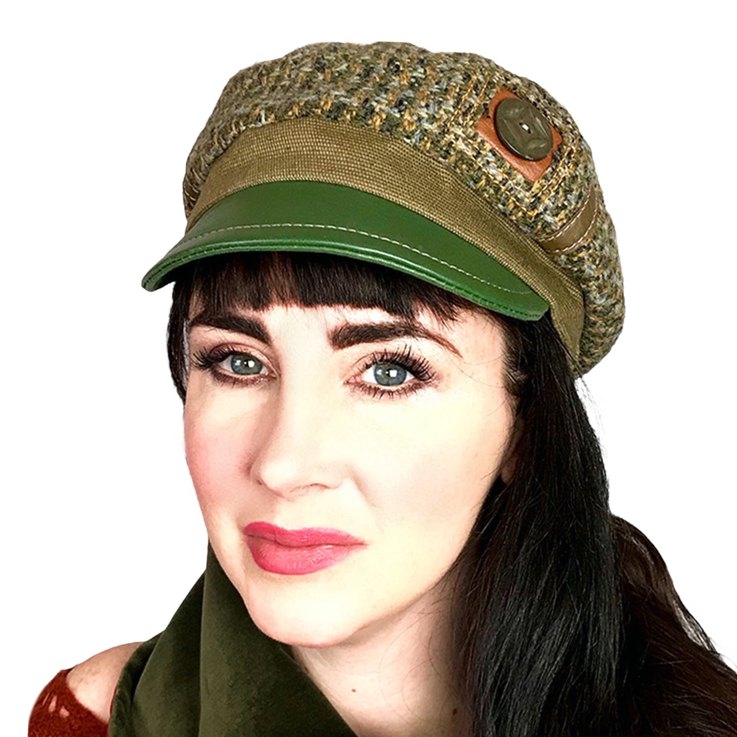 Green Gold Plaid Abbey Road Wool Cap - Medium