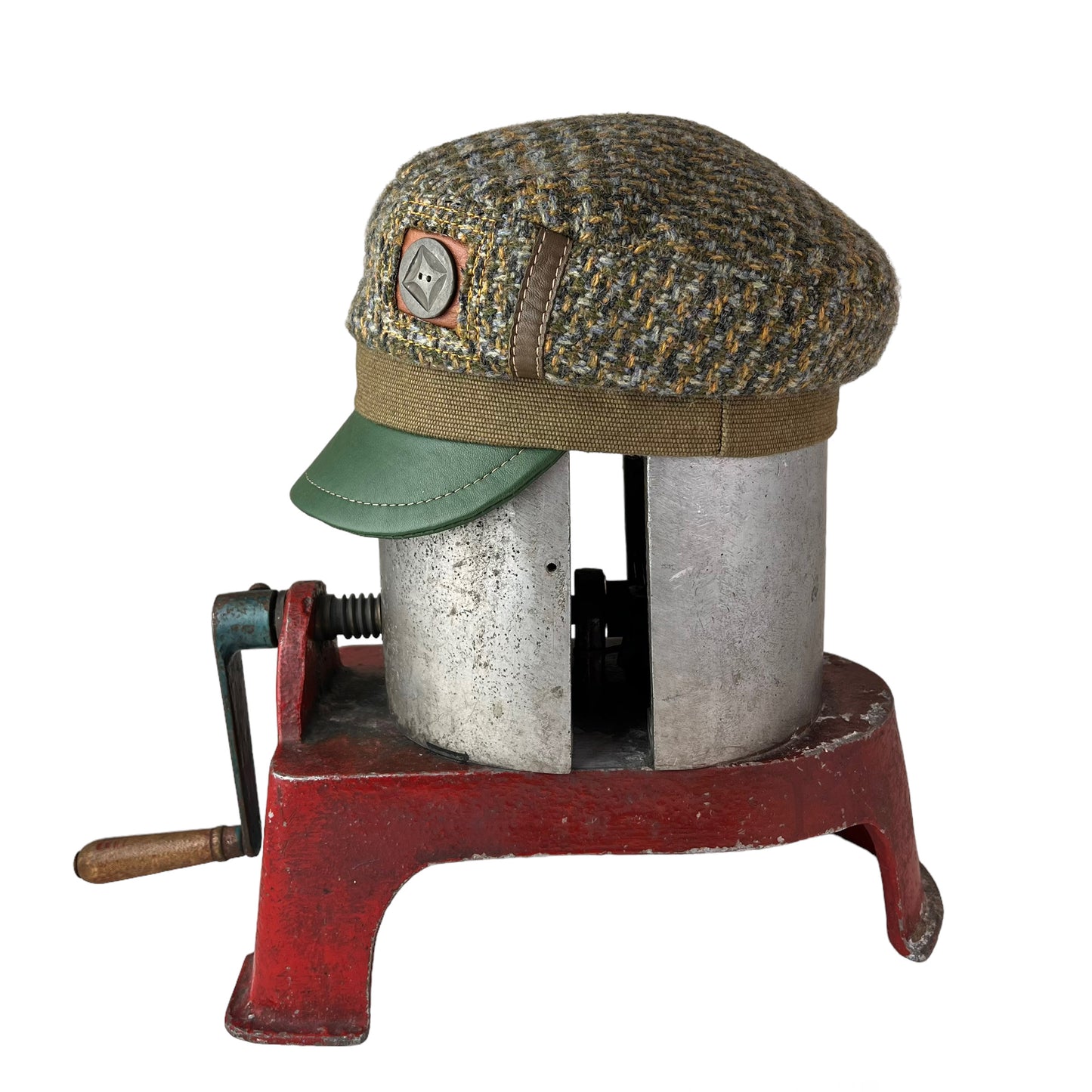 Green Gold Plaid Abbey Road Wool Cap - Medium
