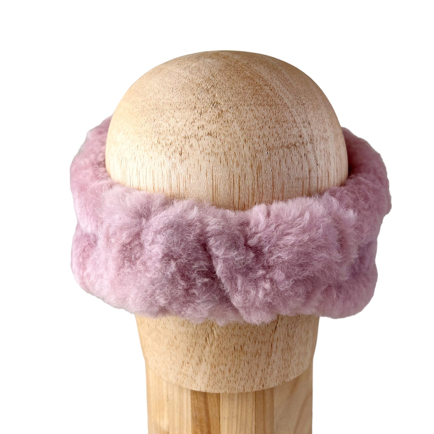 Pastel Pink Alpine Ear and Head Sheep Shearling Fur Band