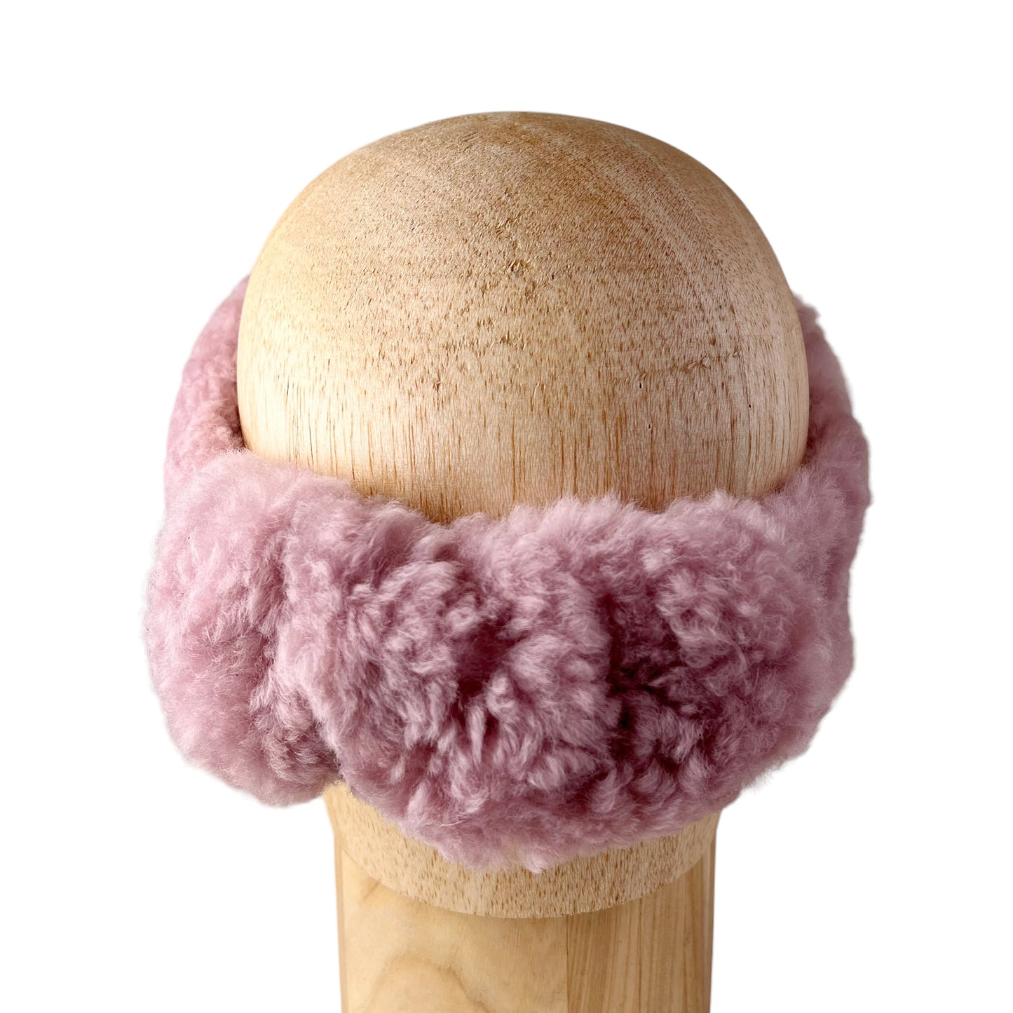 Fluffy Pastel Pink Alpine Ear and Head Sheep Shearling Fur Band