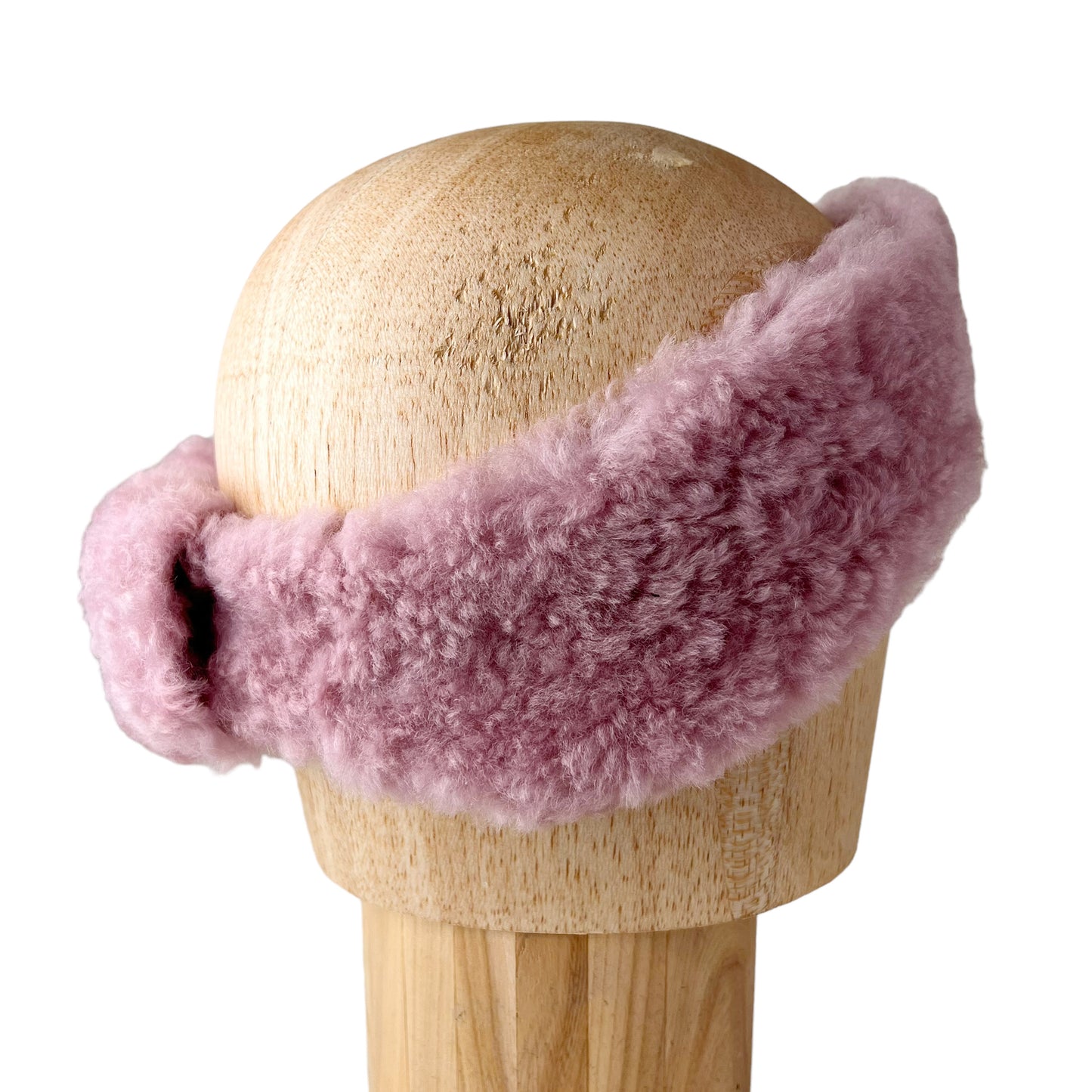 Fluffy Pastel Pink Alpine Ear and Head Sheep Shearling Fur Band