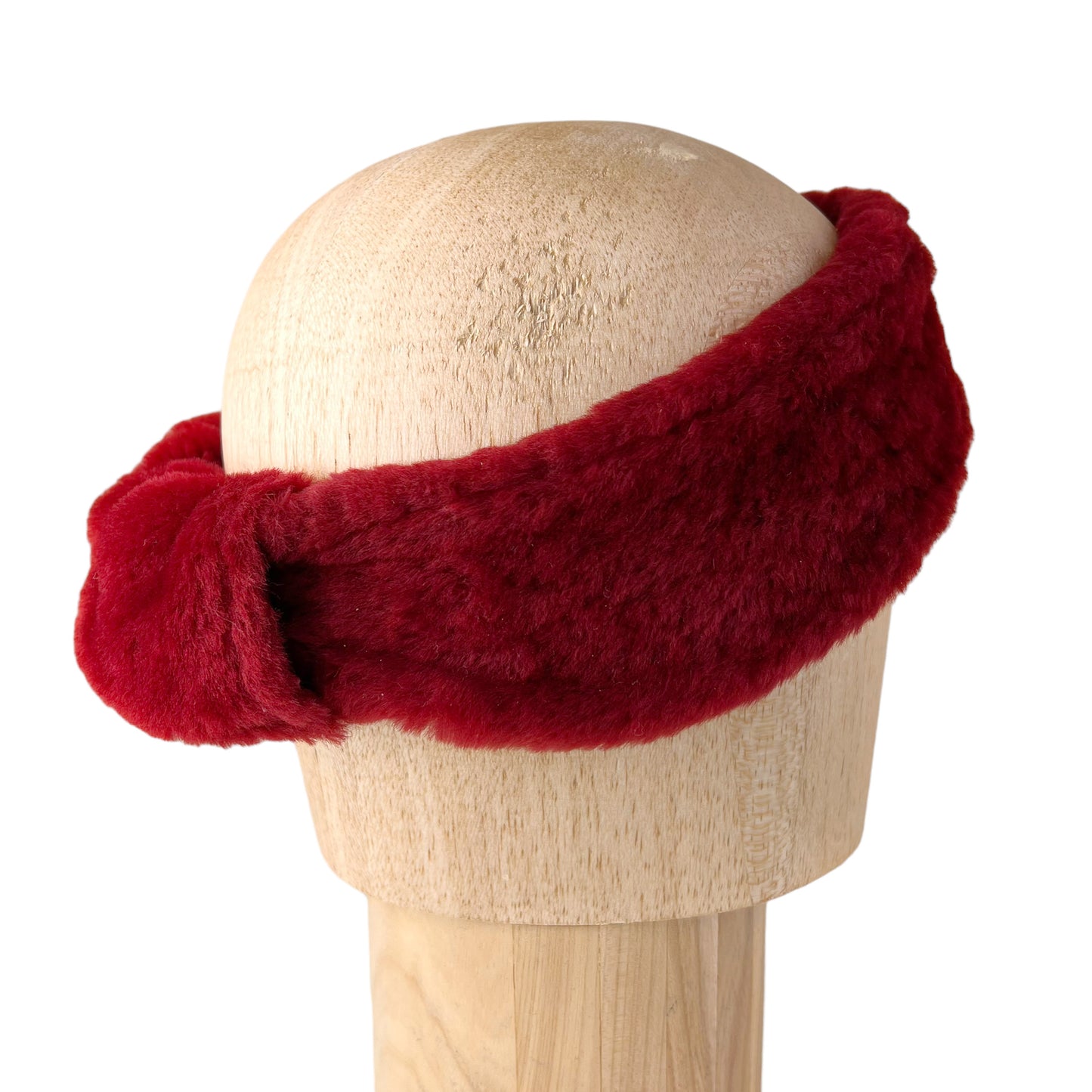 Ruby Red Alpine Ear and Head Sheep Shearling Fur Band