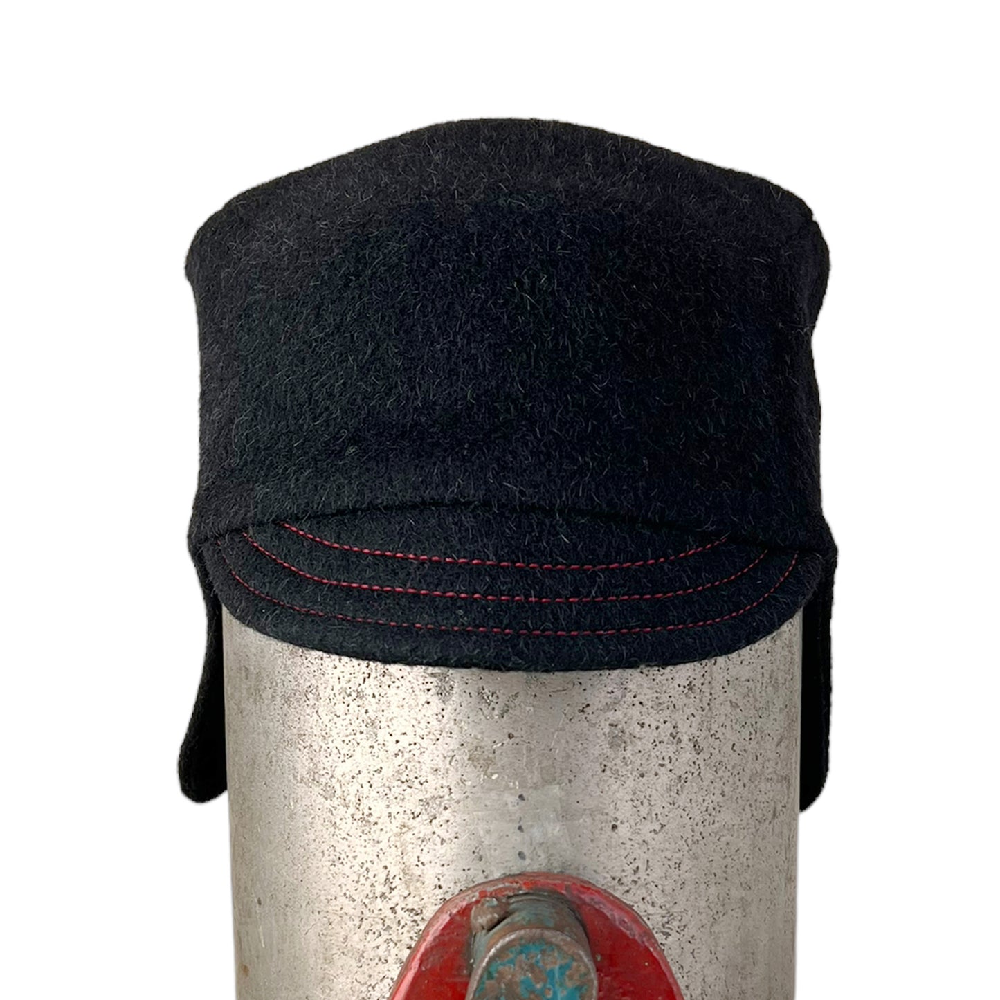 Black Amelia Wool Ear Flap Helmet Hat - Large