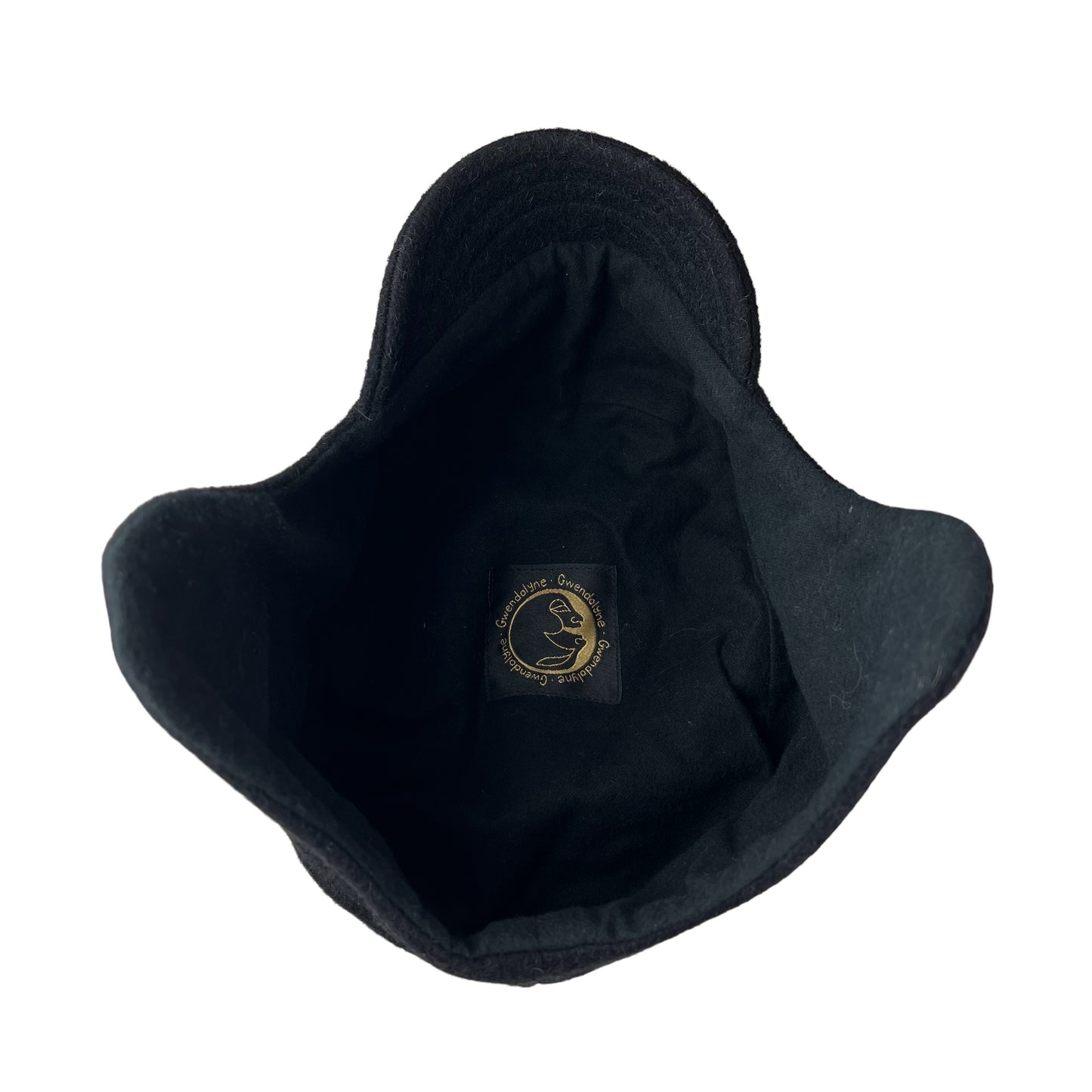 Black Amelia Wool Ear Flap Helmet Hat - Large