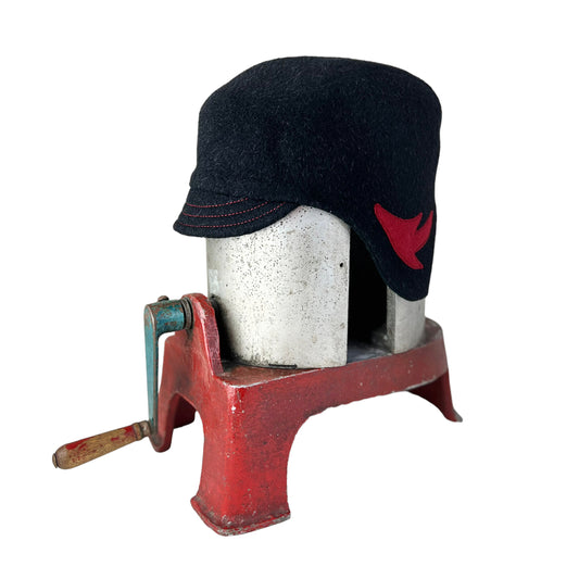 Black Amelia Wool Ear Flap Helmet Hat - Large