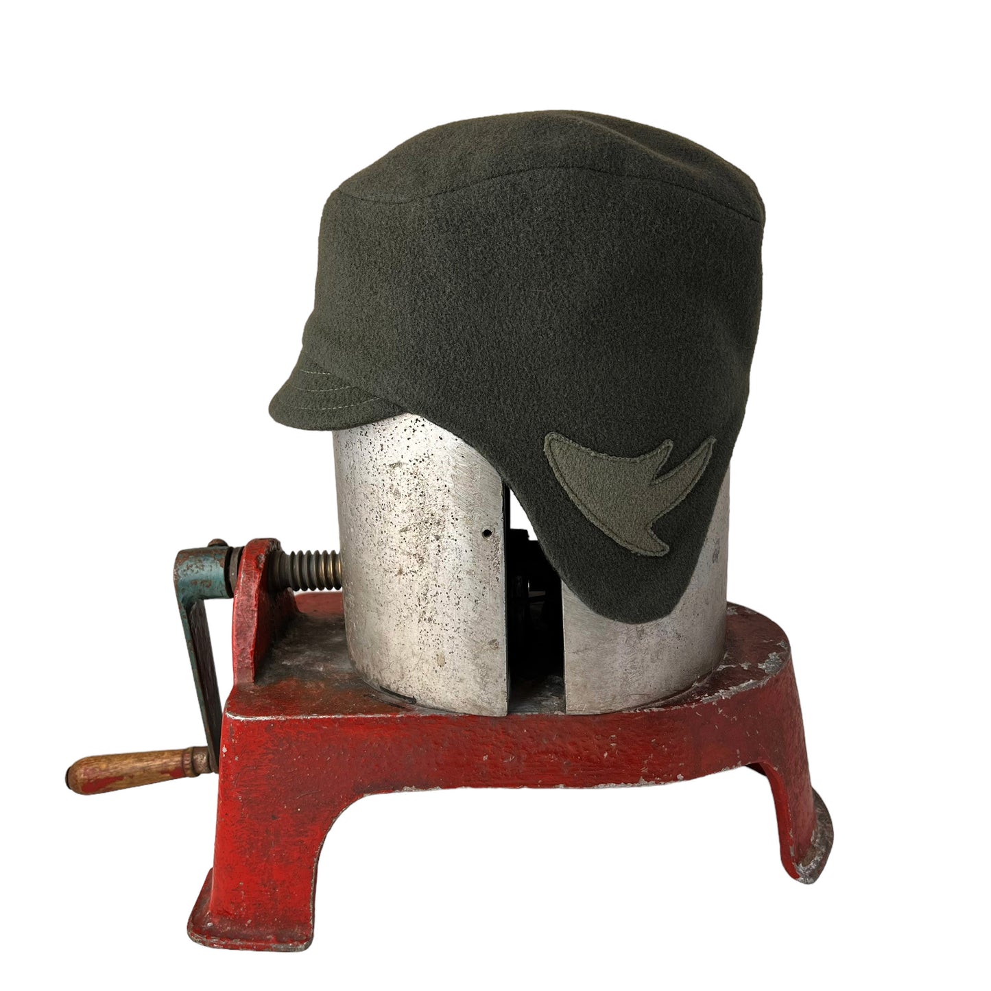 Green Amelia Wool Ear Flap Helmet Hat - Medium
