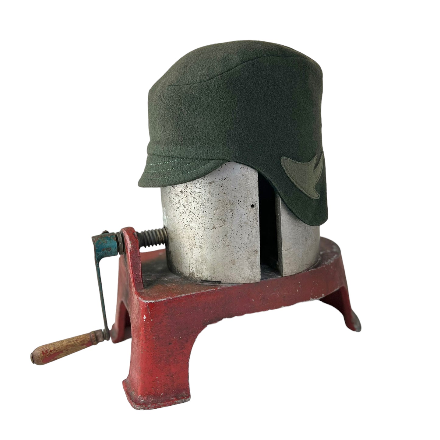 Green Amelia Wool Ear Flap Helmet Hat - Medium