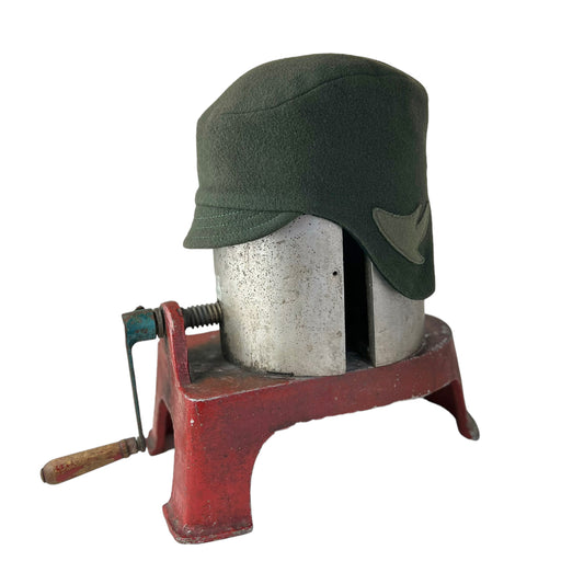 Green Amelia Wool Ear Flap Helmet Hat - Medium