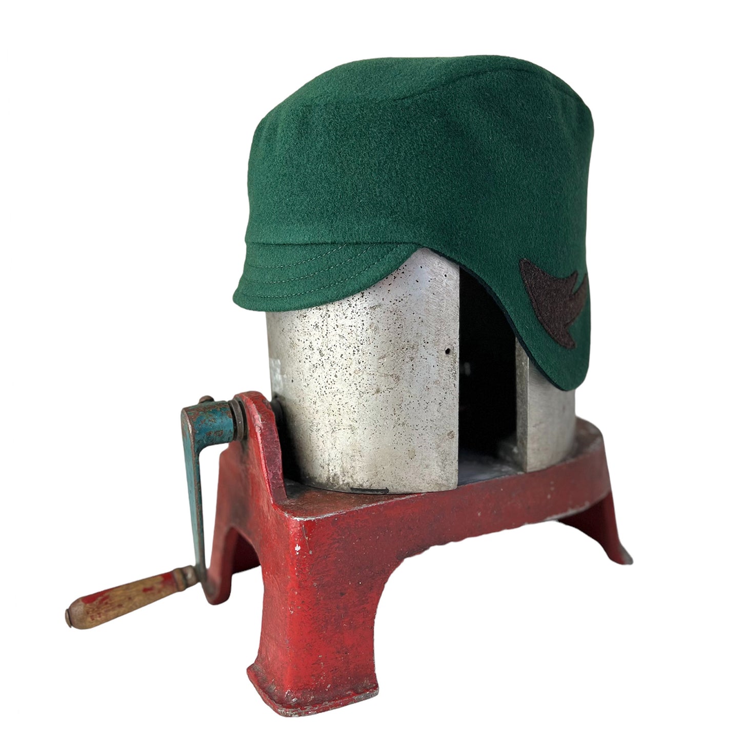 Green Amelia Wool Ear Flap Helmet Hat - X Large